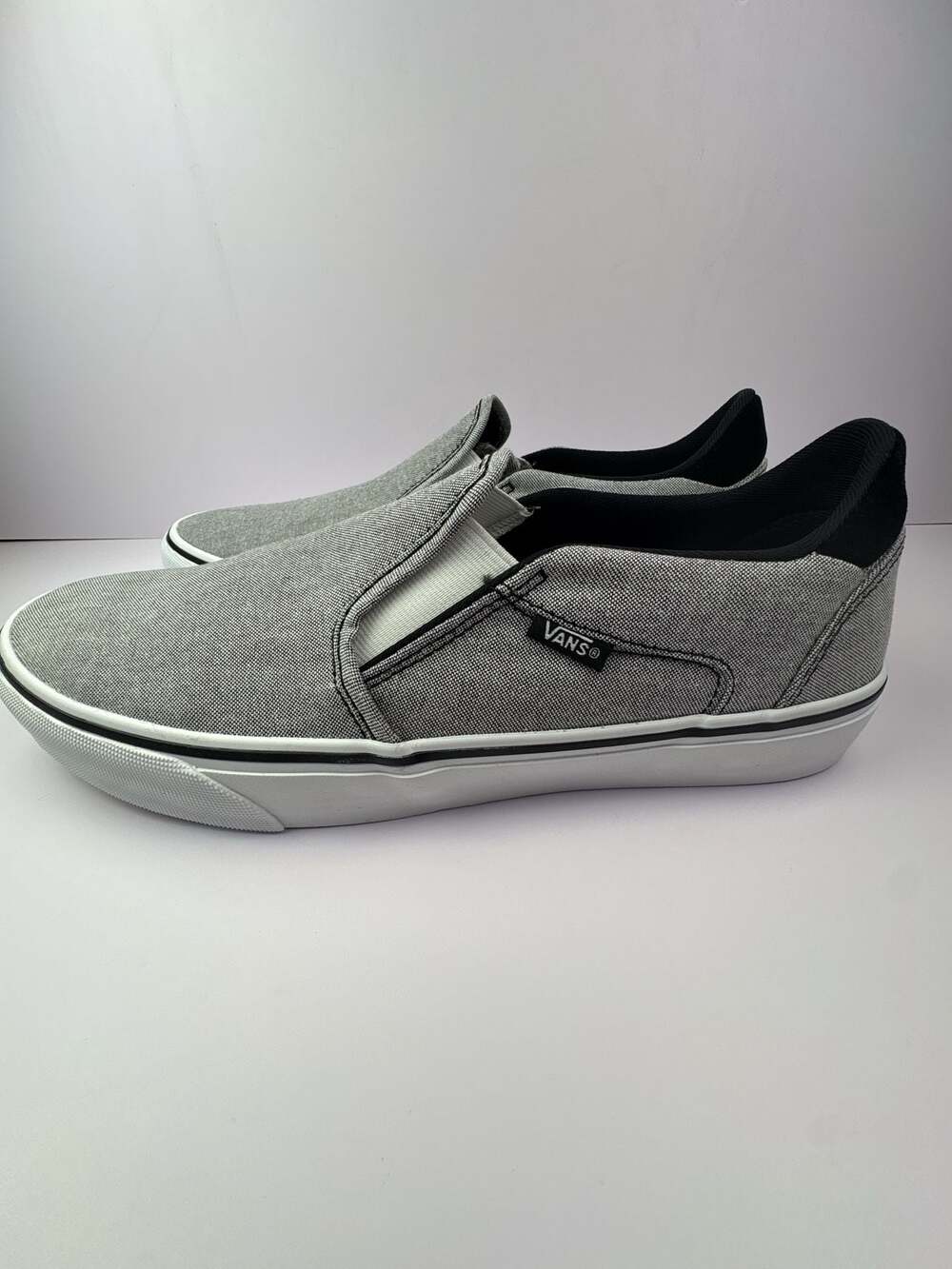Vans Asher Grey Canvas Slip-On Sneakers size 10.5 men’s
